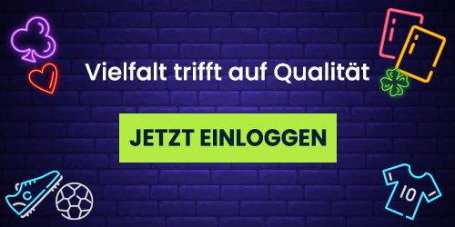 Neon-Symbole für Karten und Sport mit dem Slogan Vielfalt trifft auf Qualität